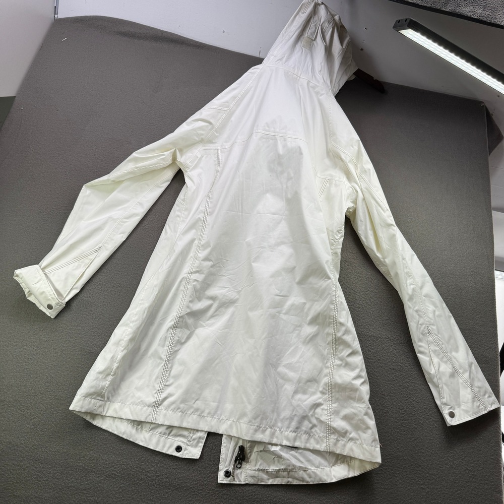 Columbia Jacket Women L White Omni-Tech Waterproof Rain Hooded Parka Shell - Picture 3 of 12